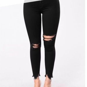 Fashionnova Black High Waisted Cut Off Jeans